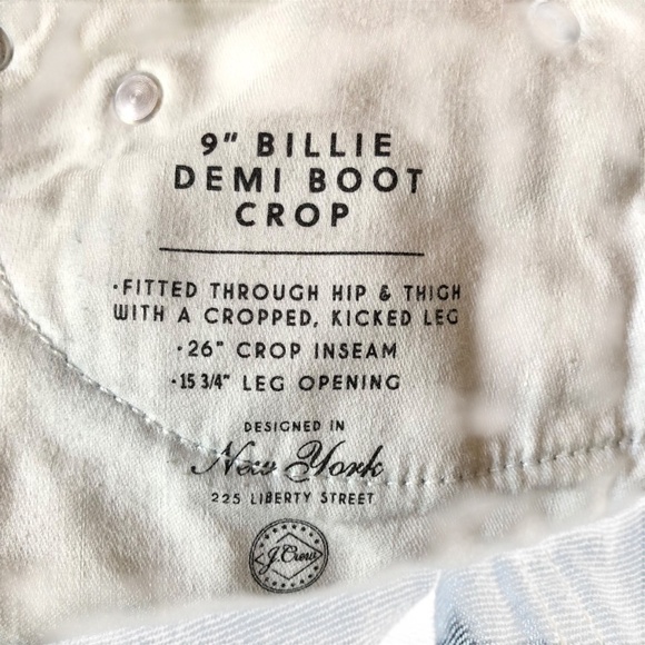 J.Crew Billie Demi Boot Crop Jeans Size 27 Dark Wash Frayed Hem Kicked Leg - Picture 13 of 15